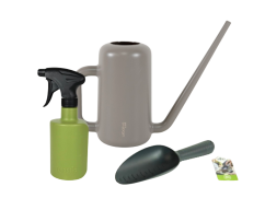 Set lopatka + konvička (taupe) + rozprašovač (zelený)