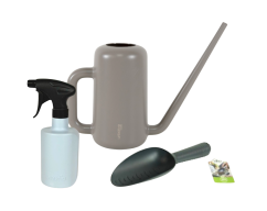Set lopatka + konvička (taupe) + rozprašovač (šedomodrý)
